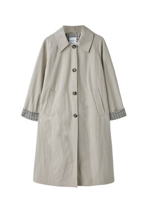 Stradivarius, CHECK-LINED LONG TRENCH COAT - Klassischer Mantel - mottled beige