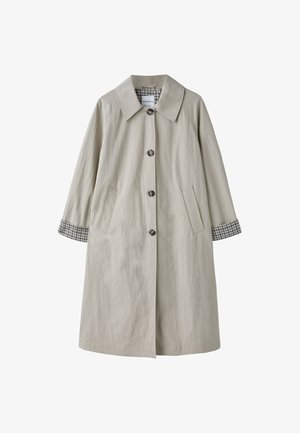 Stradivarius, CHECK-LINED LONG TRENCH COAT - Manteau classique - mottled beige