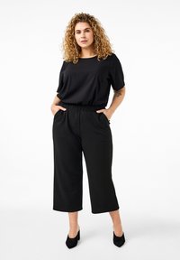 Zizzi KURZÄRMELIGE AUS MIT SCHLEIFEN - Camicetta - black