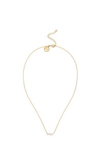 Goldkette mit einem filigranen Design, das kleine klare Edelsteine in einem dezenten Muster in der Mitte anordnet. Verstellbare Länge.