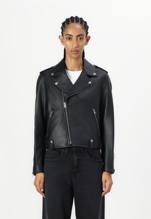 MOTO JACKET - Lederjacke - black