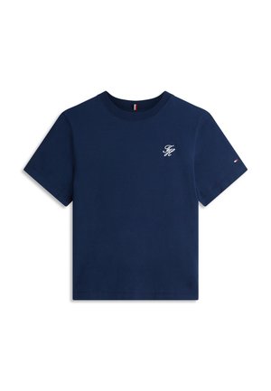 Tommy Hilfiger, LOGO EMBROIDERY JERSEY CREW NECK T-SHIRT - Camiseta básica - dark night navy