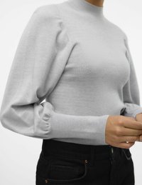 Vero Moda VMHOLLYKARISPUFF HIGHNK GA BOO - Strickpullover - light grey melange
