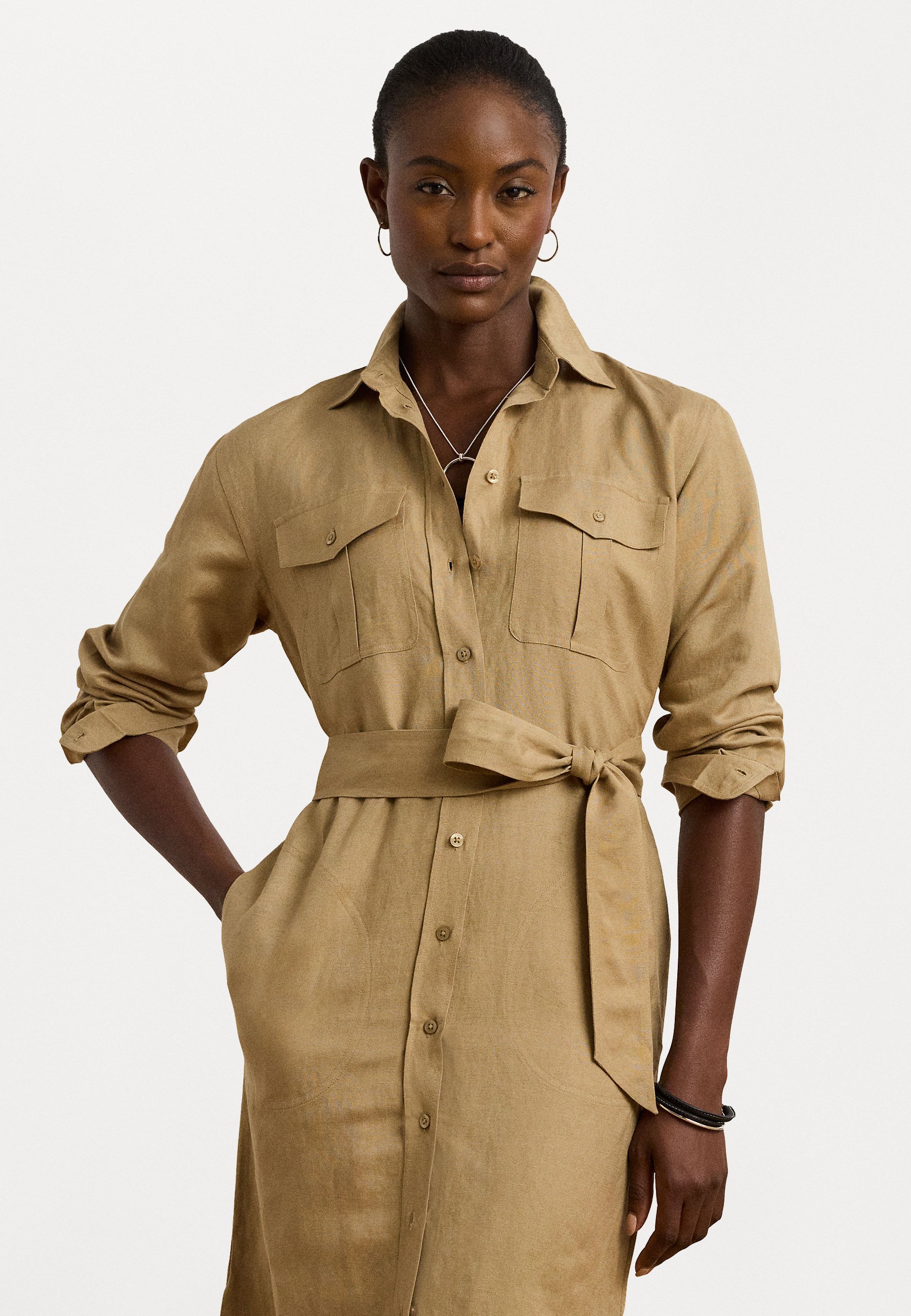 Lauren Ralph Lauren Linen Blend Shirtdress Shirt dress camel