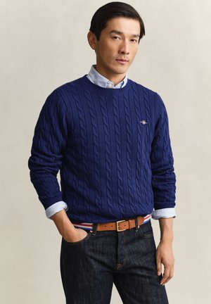 GANT, ZOPF RUNDHALSPULLOVER - Jumper - rich navy