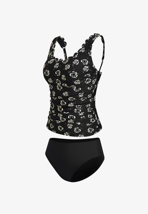 Cupshe, ROSE PRINT TANKINI SETS - Bikini - black/white floral