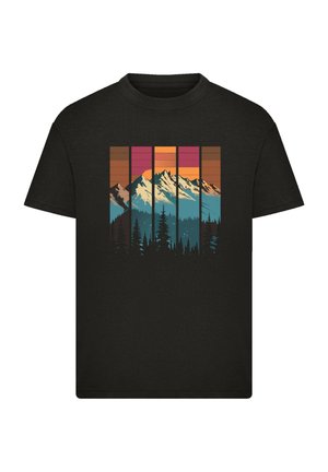 BERG SONNENUNTERGANG RETRO - Print T-shirt - schwarz