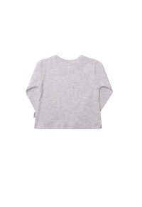 Helles graues Langarmshirt mit Rundhalsausschnitt, aus weichem Stoff gefertigt, mit einem schlichten Design und ohne sichtbare Muster oder Grafiken.