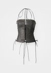 LONGLINE LACE UP HALTER CORSET - Top - black