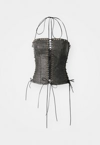 LONGLINE LACE UP HALTER CORSET - Topper - black