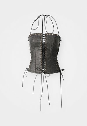 Jaded London LONGLINE LACE UP HALTER CORSET - Top - black
