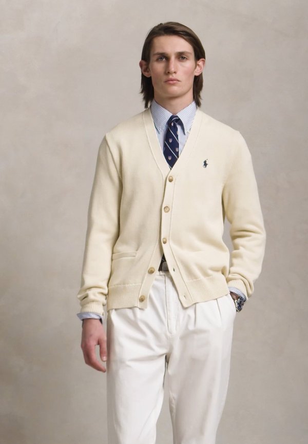 COTTON V-NECK CARDIGAN - Cardigan - andover cream2