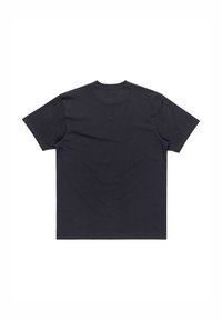 Black cotton t-shirt with short sleeves, a round neckline, and a smooth texture. The design features no patterns or accents on the back.