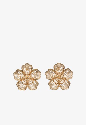 Stradivarius, LACE-EFFECT FLOWER EARRINGS - Boucles d'oreilles - gold-coloured