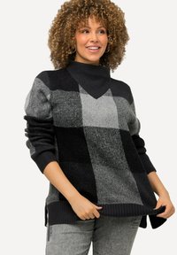 Ulla Popken RUITENDESSIN OPSTAANDE KRAAG - Strickpullover - anthrazit melange