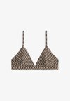 FLORAL JACQUARD TRIANGLE BIKINI TOP - Haut de bikini - dark brown