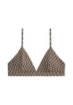 OYSHO, FLORAL JACQUARD TRIANGLE BIKINI TOP - Haut de bikini - dark brown
