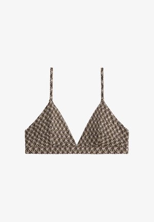 OYSHO, FLORAL JACQUARD TRIANGLE BIKINI TOP - Haut de bikini - dark brown