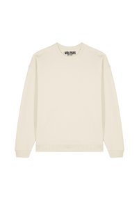 Felpa color crema con scollo rotondo, maniche lunghe, polsini e orlo a coste. Presenta un'etichetta del marchio all'interno del collo.