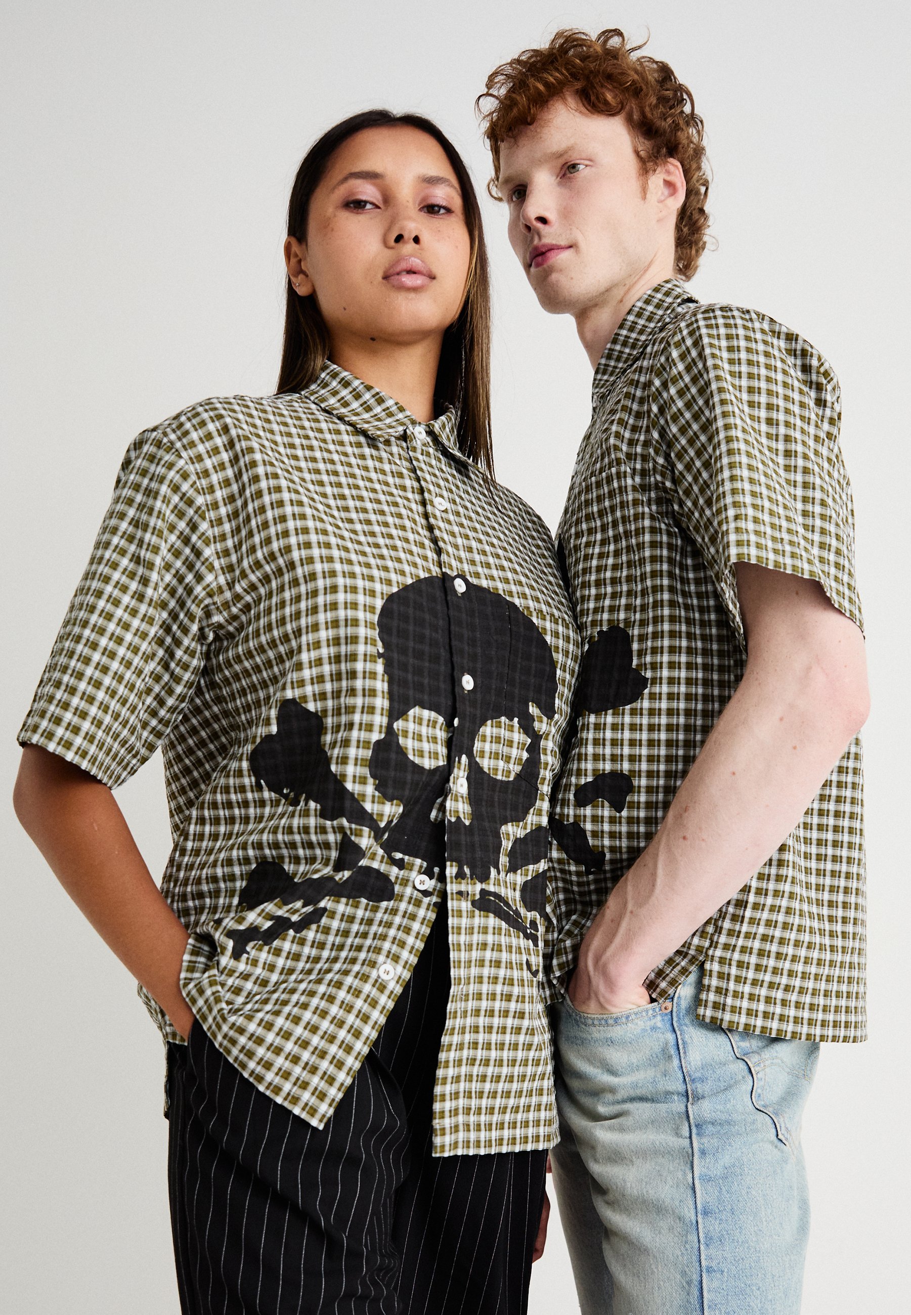 Jaded London CHECK WITH SKULL PRINT UNISEX - Button-down