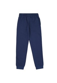 Navyblaue Jogginghosen aus weichem Stoff, mit einem elastischen Bund, schmal zulaufenden Beinen und Rippbündchen an den Knöcheln für eine bequeme Passform.