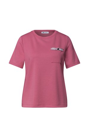 Street One, T-SHIRT WITH DECORATIVE CHEST POCKET, różowy