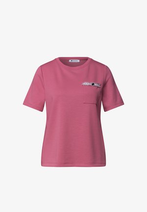 Street One, T-SHIRT WITH DECORATIVE CHEST POCKET, różowy