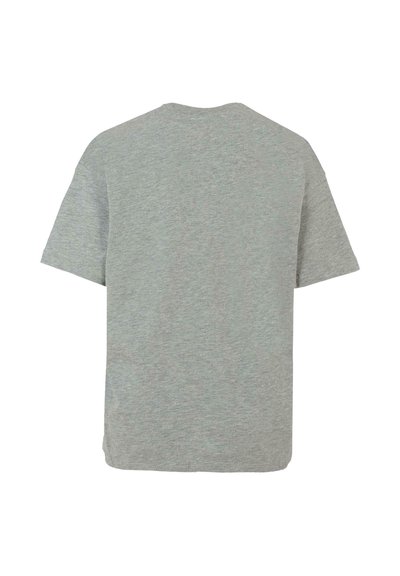 Grijze T-shirt met korte mouwen van zachte katoen, met een relaxed fit en een schoon, eenvoudig ontwerp zonder versieringen of patronen.