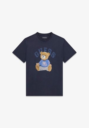 Guess, SS BSC GUESS BEAR TEE - Nyomott mintás póló - mehrfarbig grundton blau