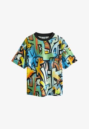 Next SHORT SLEEVE STANDARD - Triko s potiskem - blue green graffiti