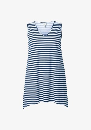 Ulla Popken, LONGTOP, RINGEL, A-LINIE, V-AUSSCHNITT, ÄRMELLOS - T-Shirt print - marine