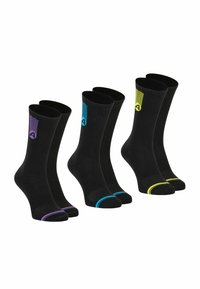 Athena LOT DE 3 PAIRES DE MI-HAUTES  DRY - Chaussettes - noir et jaune-noir et bleu-noir et violet