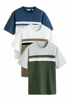 REGULAR FIT - COLOUR BLOCKING 3 PACK - T-shirt print - green tan blue