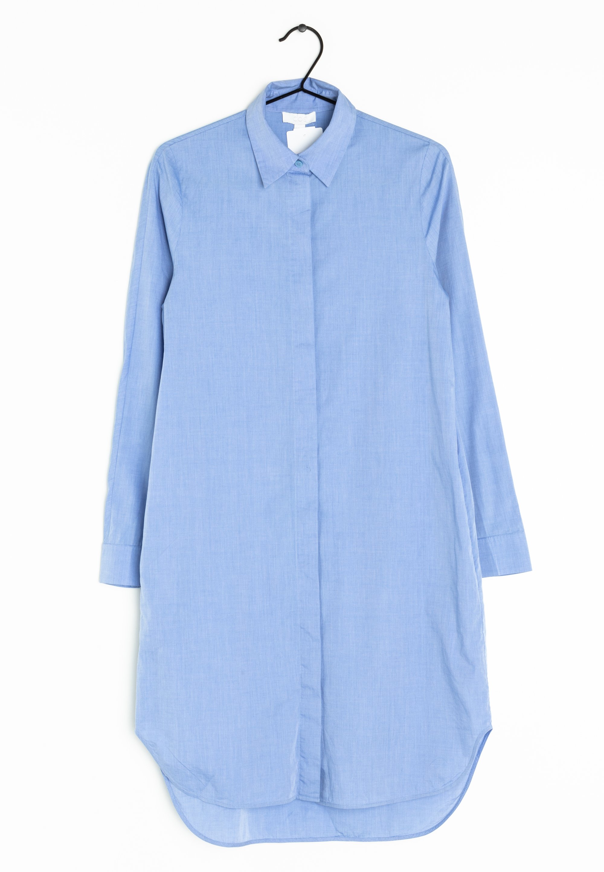 cos shirt dress blue COS Women's Poplin Short-Sleeve Shirt Dress in Blue | Cotton