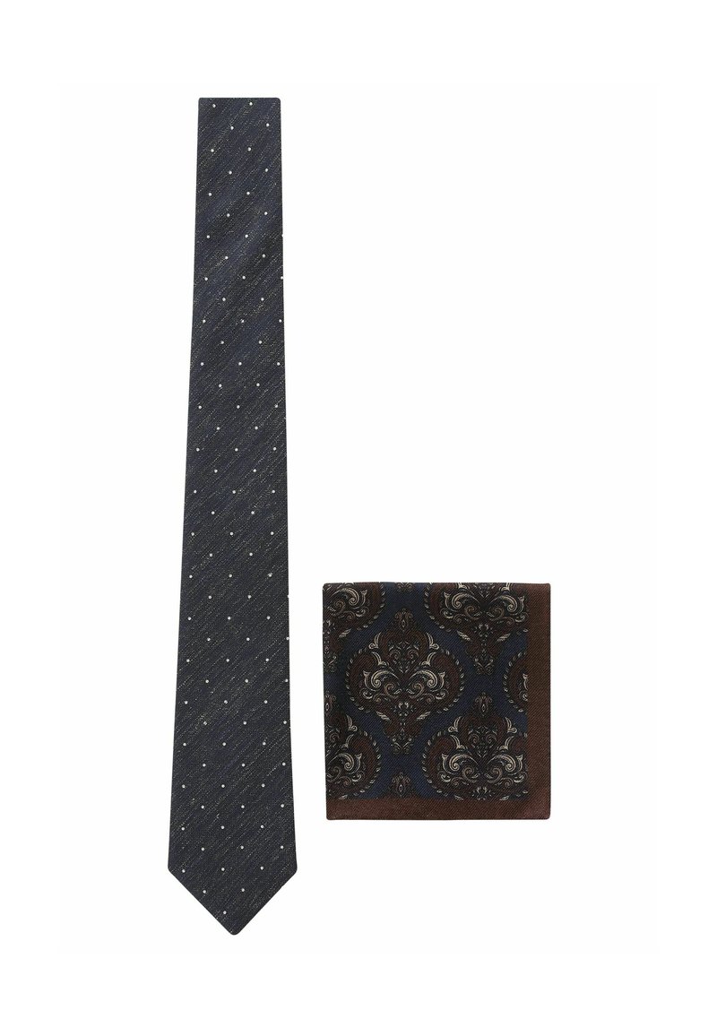 Next REGULAR SET - Ozdobná vreckovka - navy blue polka dot paisley