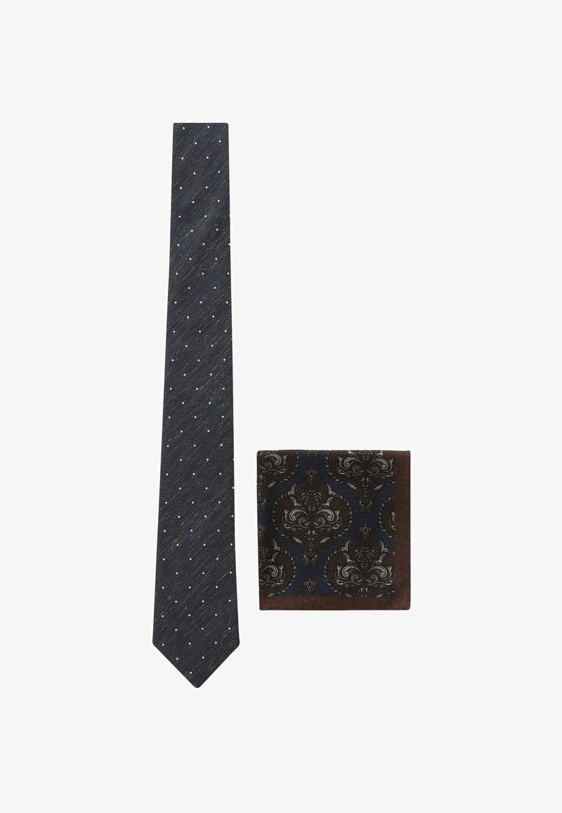 Next REGULAR SET - Nosinaitė į švarko kišenę - navy blue polka dot paisley