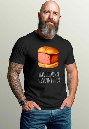 FÜR DAS OKTOBERFEST HAUCHDÜNN GESCHNITTEN LEBERKAS FUN - Print T-shirt - schwarz