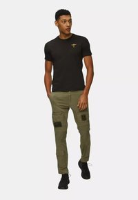 T-Shirt Uomo 100% Cotone Stile Militare - Verde Oliva, Manica Corta, Basic, Taglia M - 3
