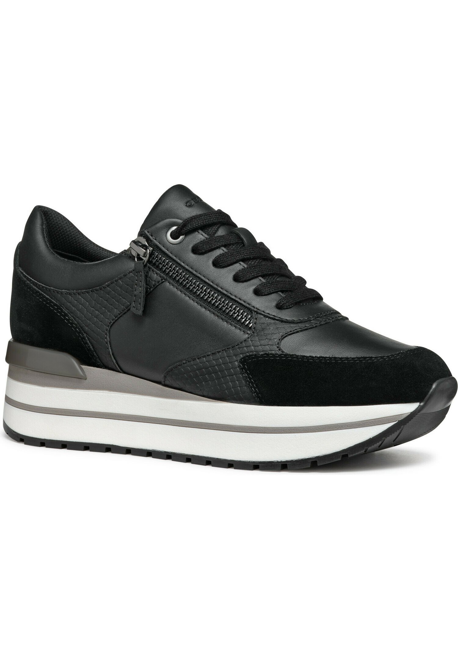 Stivaletti Donna Geox D New Annya Mid B - Pelle, Tacco 5.5 Cm, Con Zip E Laccio Elastico