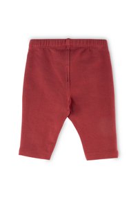 Red, cotton leggings with an elastic waistband, featuring a soft texture and a clean finish. The design includes no patterns or accents.