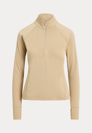 STRETCH JERSEY QUARTER-ZIP - Μπλούζα με μακριά μανίκια - classic tan