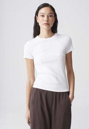 OPUS SLIM FIT RIB - T-Shirt basic - white
