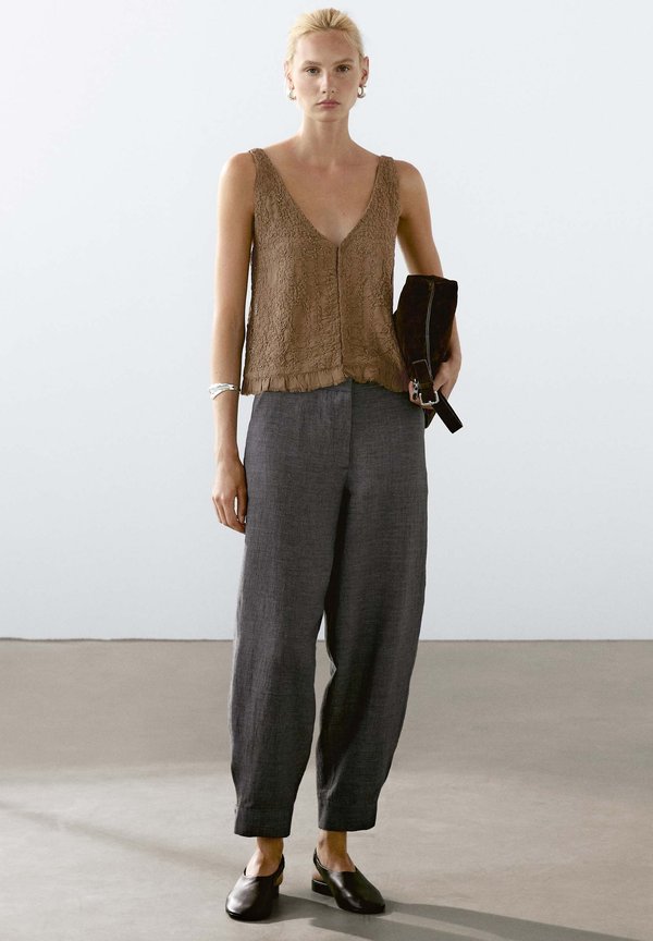 TEXTURED STRAPPY  - Top - khaki