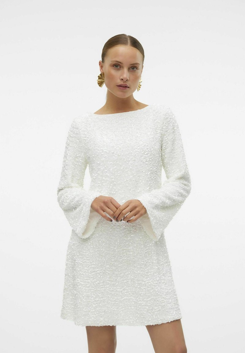 Robe Blanche Scintillante Femme Taille Unique - Col Roulé - Double Doublure - Neuf Avec étiquettes