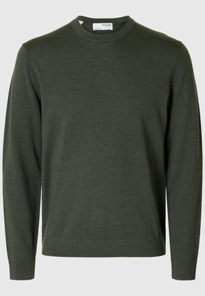 Selected, SLMTRAY LS KNIT MERINO CREW NECK NOOS - Svetrík - forest night