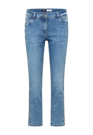 Cecil, STRAIGHT-LEG JEANS WITH LEOPARD-PRINT PIPING - Vaqueros rectos - authentic used wash