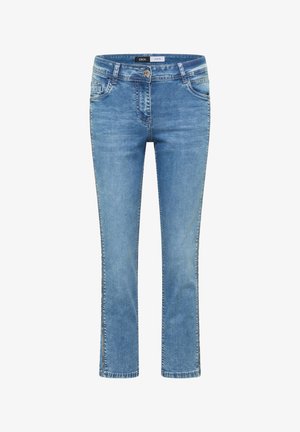 Cecil, STRAIGHT-LEG JEANS WITH LEOPARD-PRINT PIPING - Jean droit - authentic used wash
