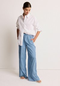 Next TEXTURED STRIPE WIDE LEG - Hlače - blue