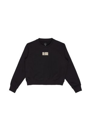 Zwarte longsleeve crewneck sweatshirt met klein wit Billabong-logo in tekstvorm gecentreerd op de borst.