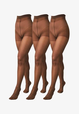 20 DENIER SHEER GLOSS TIGHTS 3 PACK . - Harisnyanadrágok - coffee